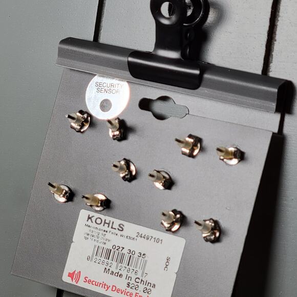 Occasion 8-Pair Rhinestone Earrings Set Studs Hoops Silver Tone Kohl’s New - Picture 8 of 12